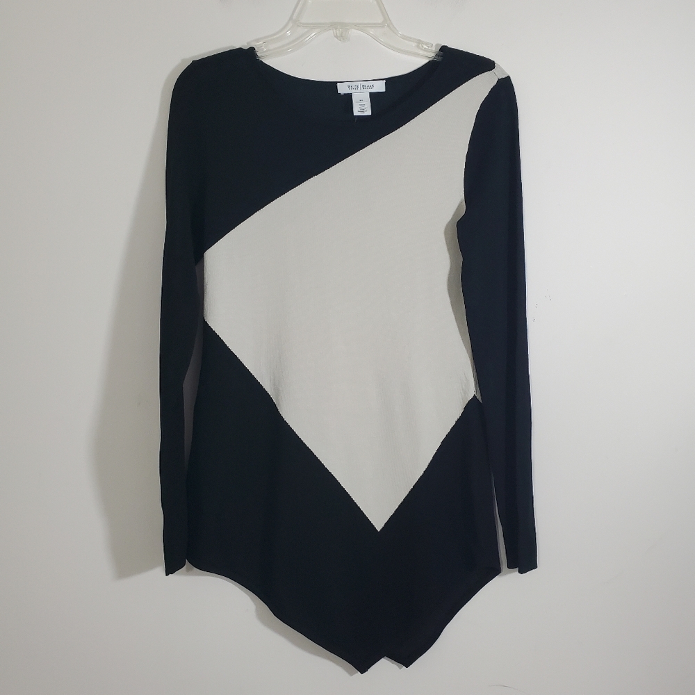 WHBM Knit Asymmetric Hem Abstract Artsy Lagenlook Modern Top NWT Size XS - Picture 1 of 9